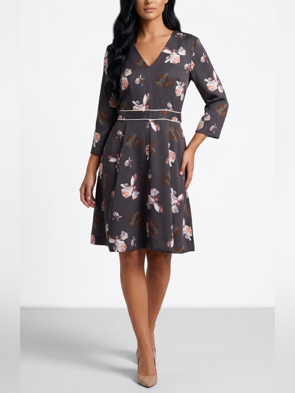 BANANA REPUBLIC | Floral V-Neck Fit and Flare Dress Sz US 10